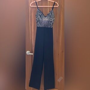 💋Sexy Silver & Black One Piece Jumpsuit
